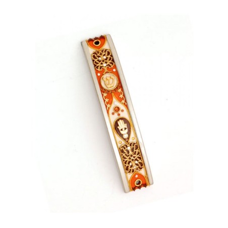 Curved Pewter Mezuzah Case in Autumn Sha... | Mezuzah by Esther Shahaf