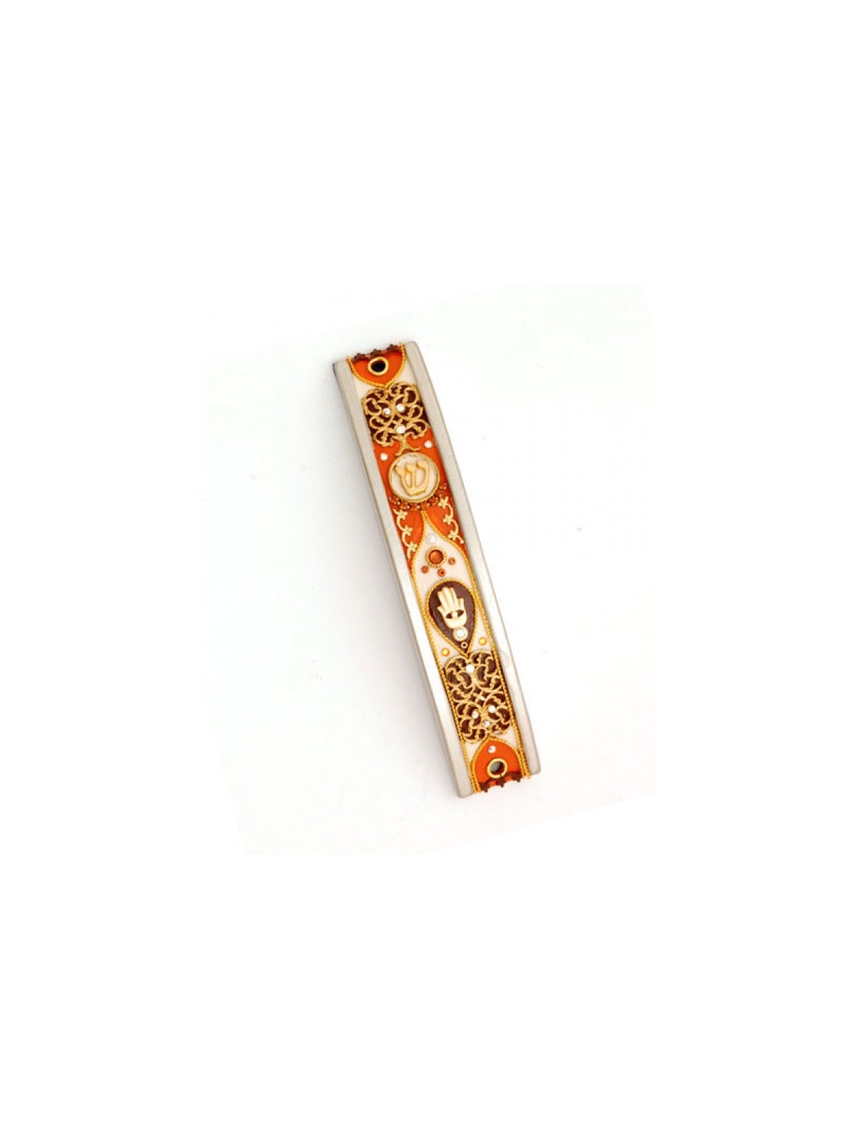 Curved Pewter Mezuzah Case in Autumn Sha... | Mezuzah by Esther Shahaf