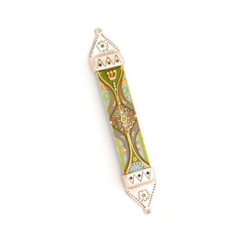 Oriental Green Mezuzah Ester Shahaf | Mezuzah by Esther Shahaf