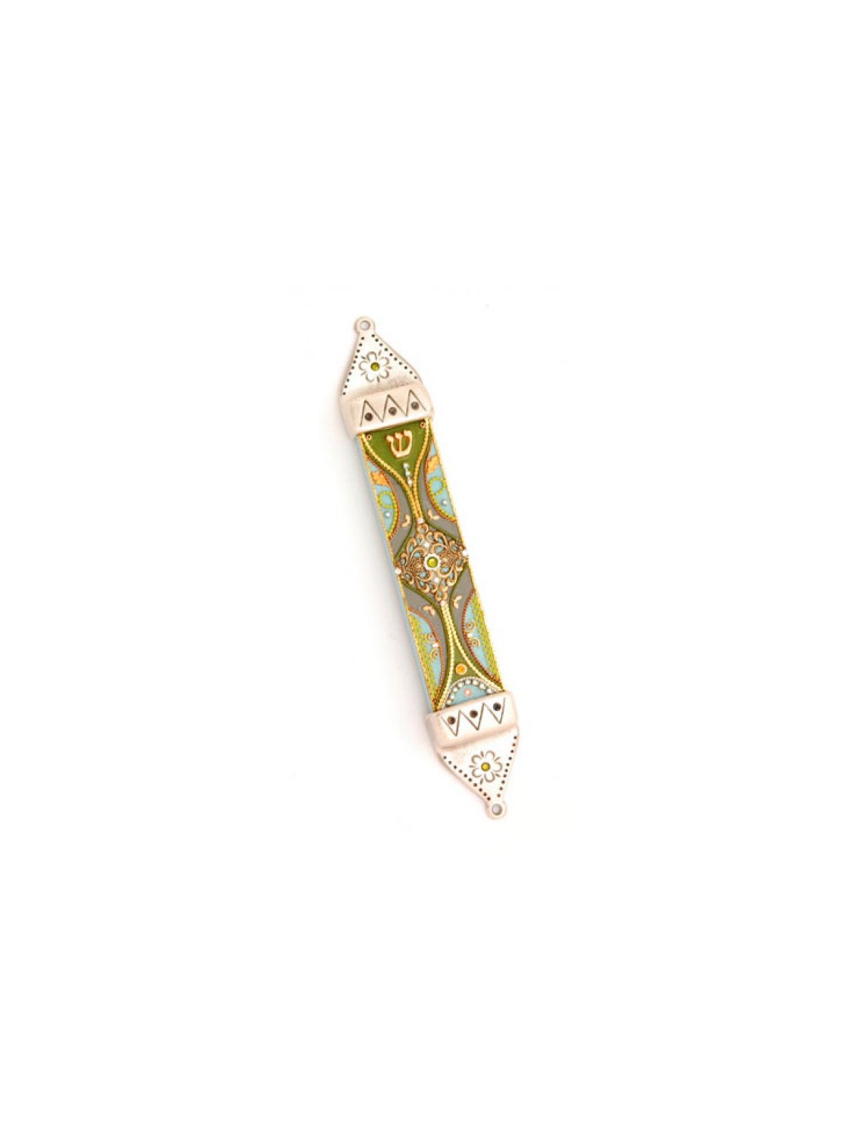 Oriental Green Mezuzah Ester Shahaf | Mezuzah by Esther Shahaf