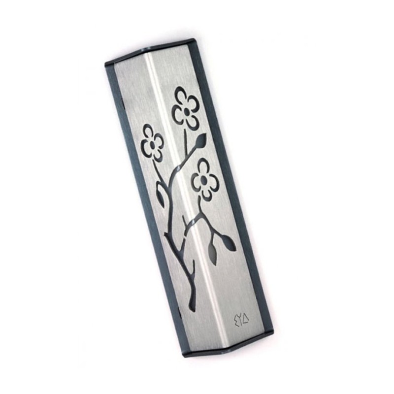 Shraga Landesman Angular Shiny Silver Alumin... | Modern Mezuzah Cases