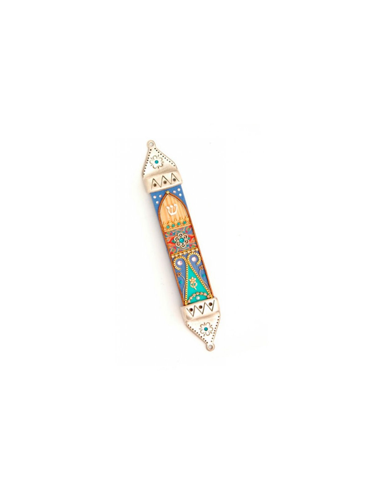 Colorful Oriental Mezuzah by Ester Shahaf | Mezuzah by Esther Shahaf