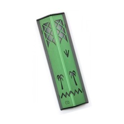 Shraga Landesman Angular Shiny Green Aluminu... | Modern Mezuzah Cases