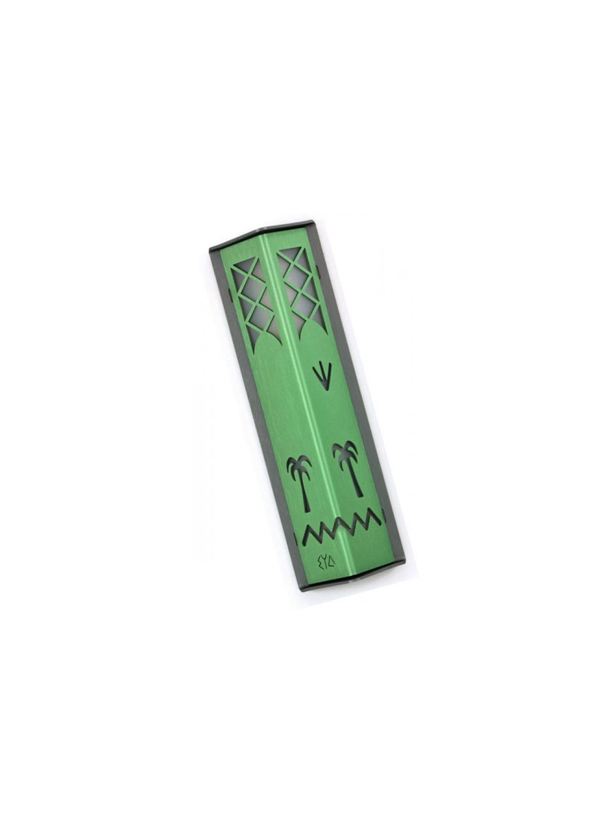 Shraga Landesman Angular Shiny Green Aluminu... | Modern Mezuzah Cases