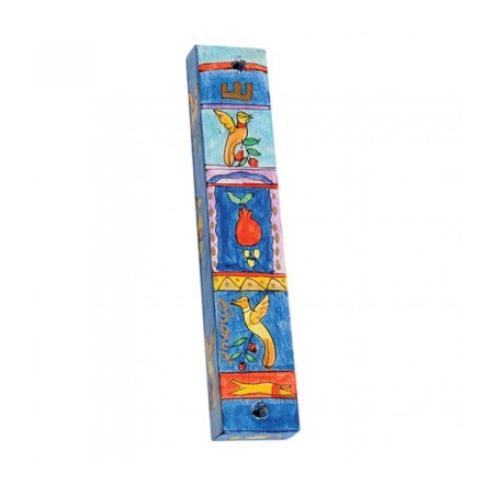 Yair Emanuel Large Hand Painted Wood Mezuzah ... | Mezuzahs by Emanuel