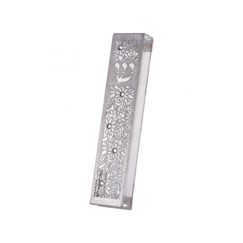 Dorit Judaica Mezuzah Case with Cutout Steel... | Modern Mezuzah Cases