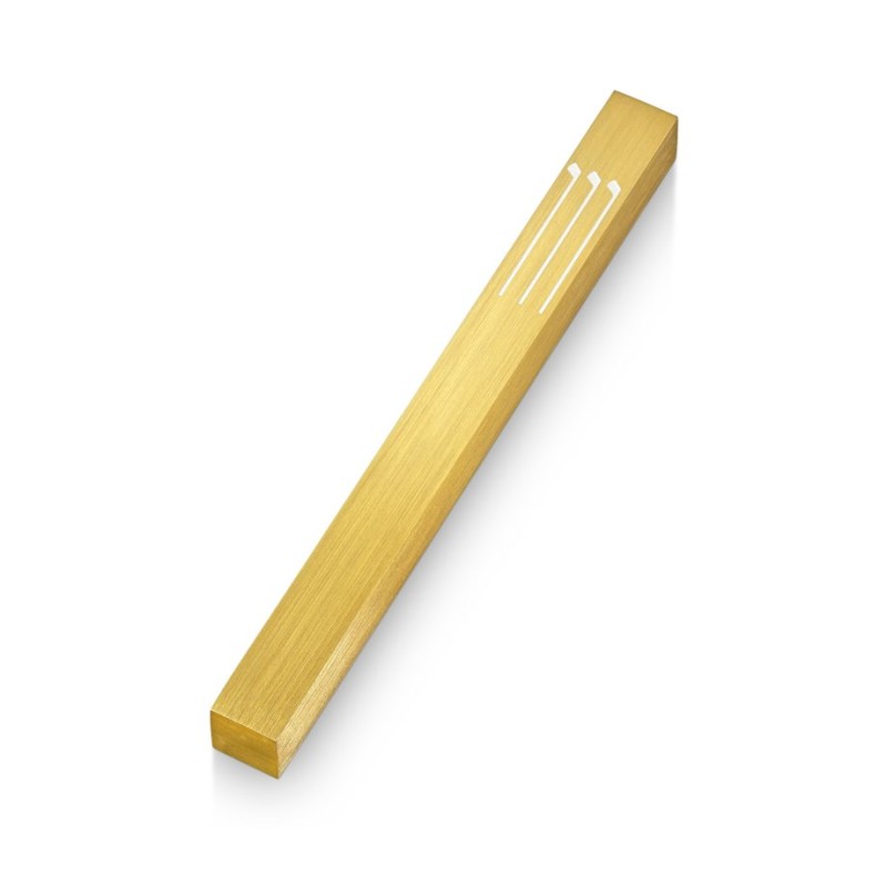 Adi Sidler Notes Design Shin Mezuzah Case Gold | Mezuzah by Adi Sidler