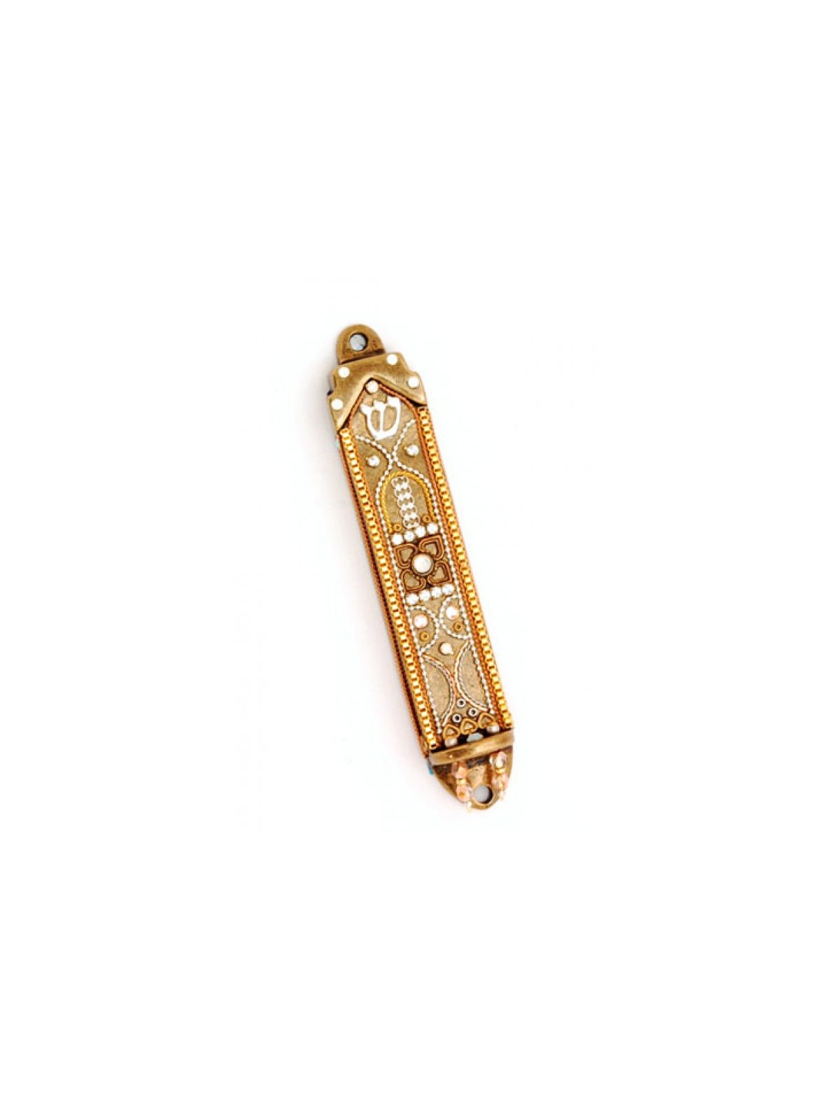 Gold Flower Mezuzah Case Ester Shahaf | Mezuzah by Esther Shahaf