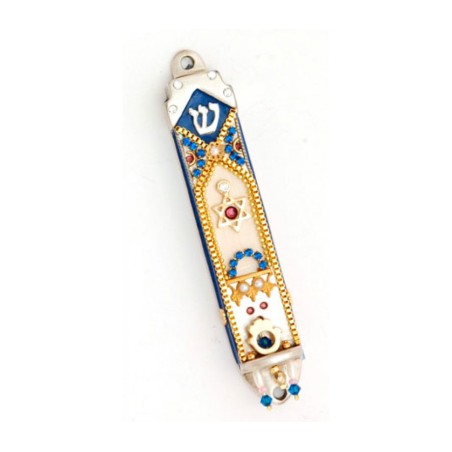 Star of David Design Pewter Mezuzah by E... | Mezuzah by Esther Shahaf