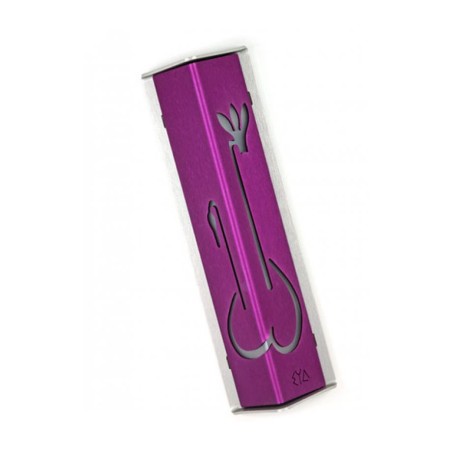 Shraga Landesman Angular Shiny Violet Alumin... | Modern Mezuzah Cases