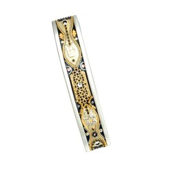 Gold Black Curved Pewter Mezuzah Case by... | Mezuzah by Esther Shahaf