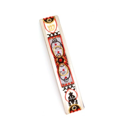 Red Black Curved Pewter Mezuzah Case by ... | Mezuzah by Esther Shahaf