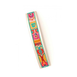 Pink and Red Curved Pewter Mezuzah Ester... | Mezuzah by Esther Shahaf