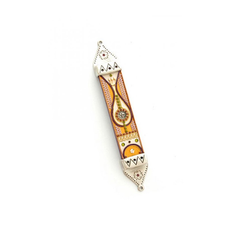 Decorative Pewter Mezuzah by Ester Shahaf | Mezuzah by Esther Shahaf