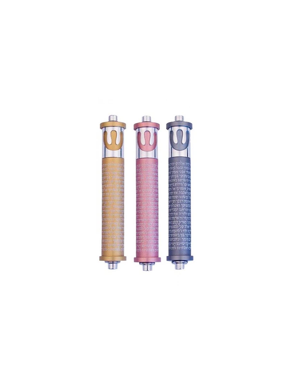Agayof Cylinder Mezuzah Case with Shema Pray... | Modern Mezuzah Cases