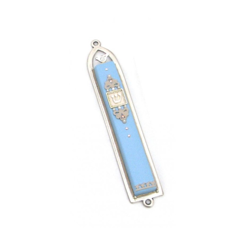 Classic Light Blue Dove Mezuzah by Ester... | Mezuzah by Esther Shahaf
