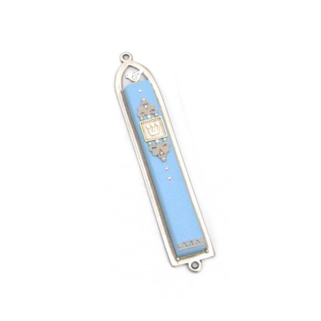 Classic Light Blue Dove Mezuzah by Ester... | Mezuzah by Esther Shahaf