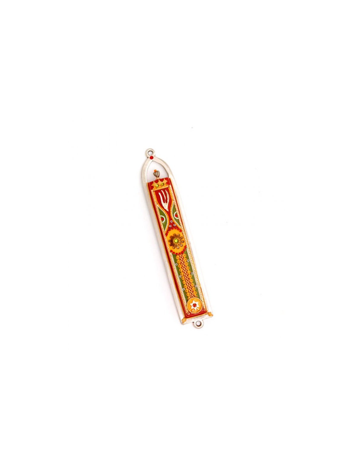 Fiery Shin Pewter Mezuzah by Ester Shahaf | Mezuzah by Esther Shahaf