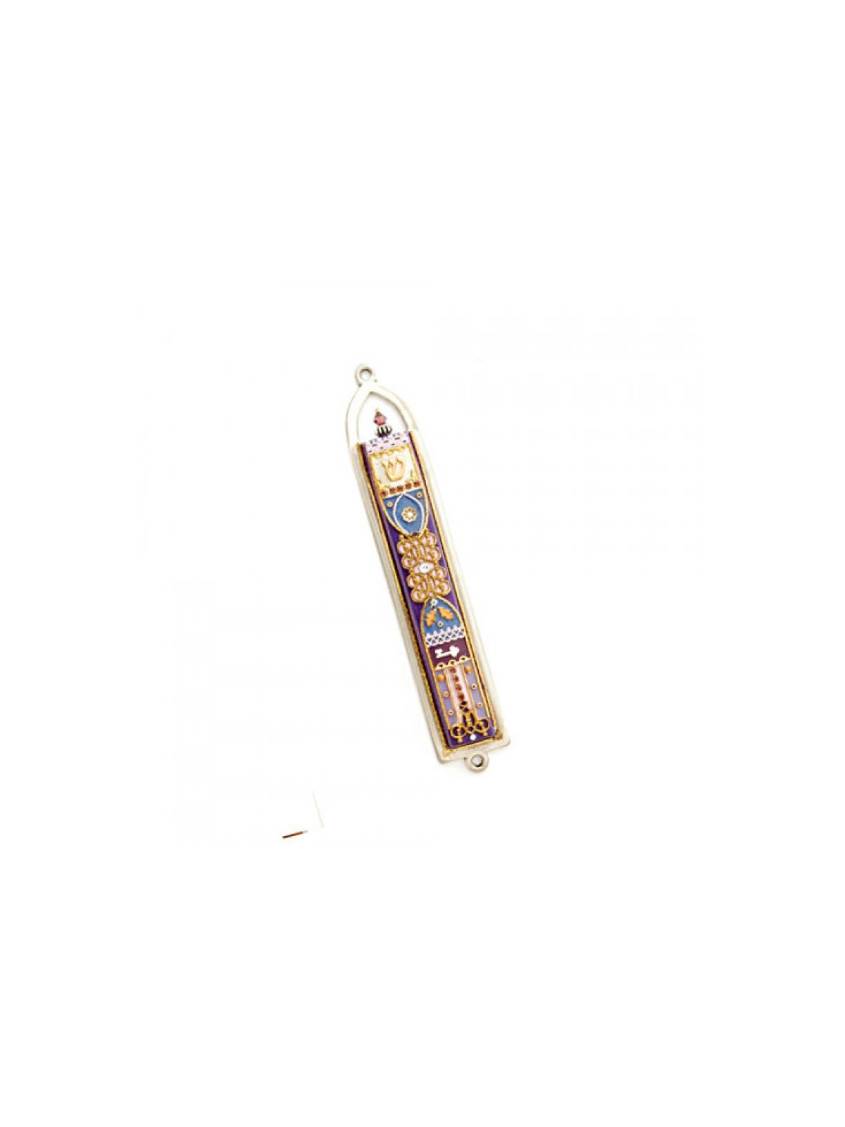 Blue Oriental Design Pewter Mezuzah by E... | Mezuzah by Esther Shahaf