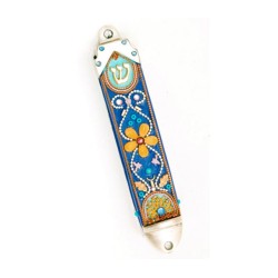 Orange Flower Mezuzah Case Ester Shahaf | Mezuzah by Esther Shahaf