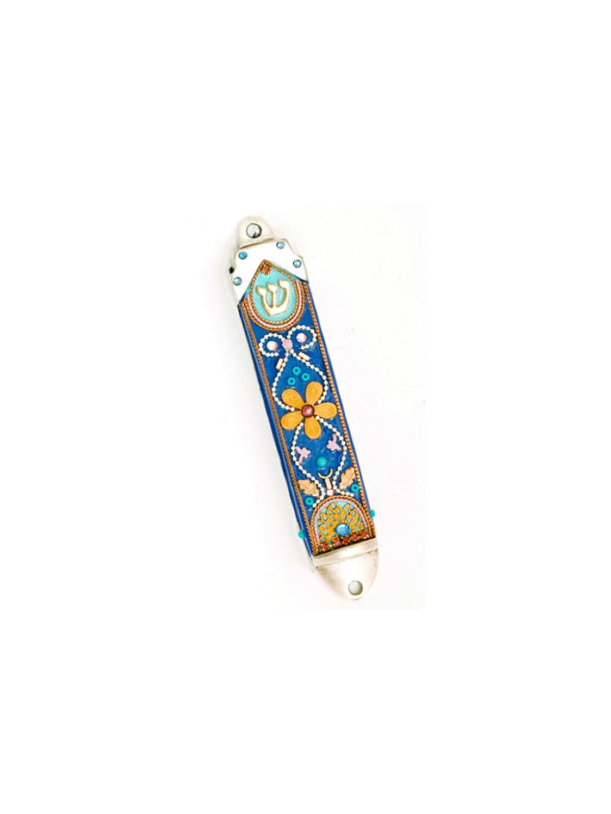 Orange Flower Mezuzah Case Ester Shahaf | Mezuzah by Esther Shahaf