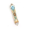 Gold and Turquoise Mezuzah by Ester Shahaf | Mezuzah by Esther Shahaf