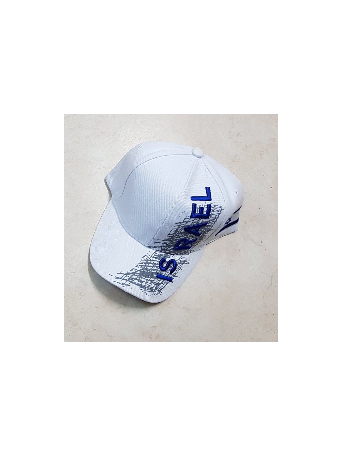 White Cotton Baseball Cap Embroidered Israel and Dec... | Israeli Caps