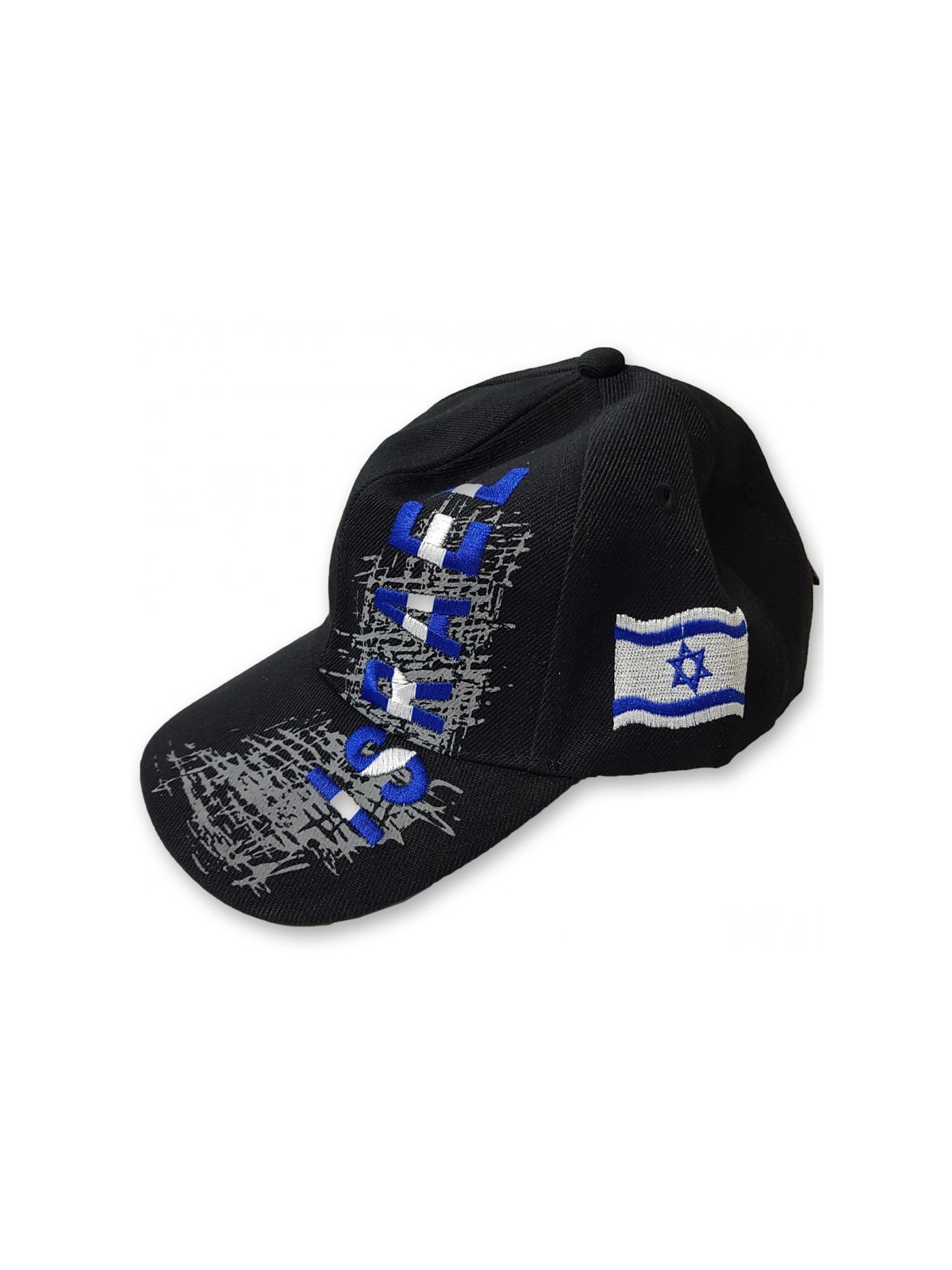 Black Cotton Baseball Cap Embroidered Israel and Dec... | Israeli Caps