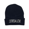 Black Knit Acrylic Cap JERUSALEM on the brow | Israeli Caps
