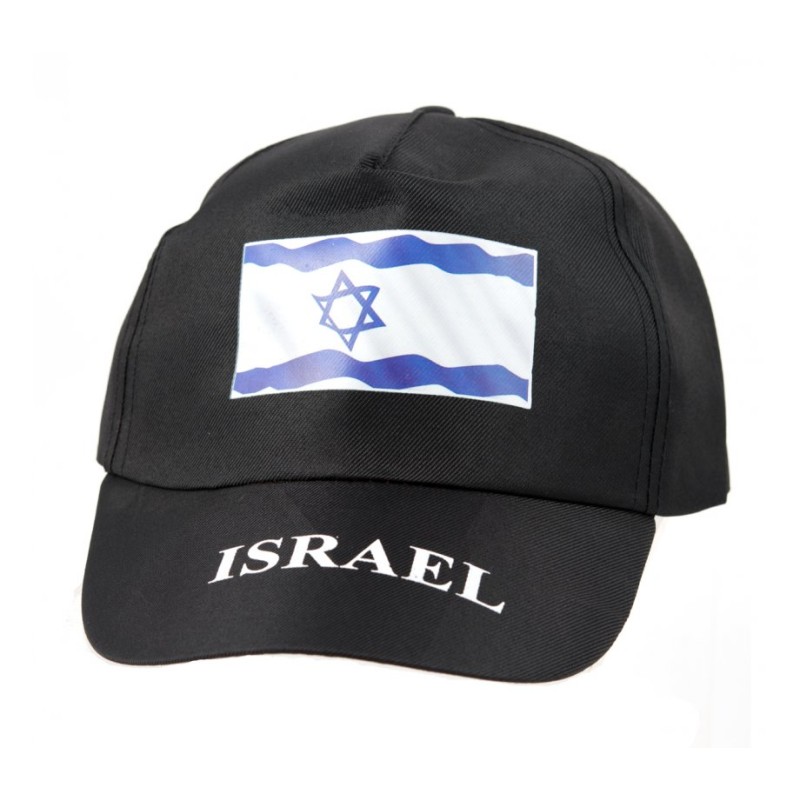 Casquette de baseball noire avec décoration de drapeau israélien | Casquettes israéliennes