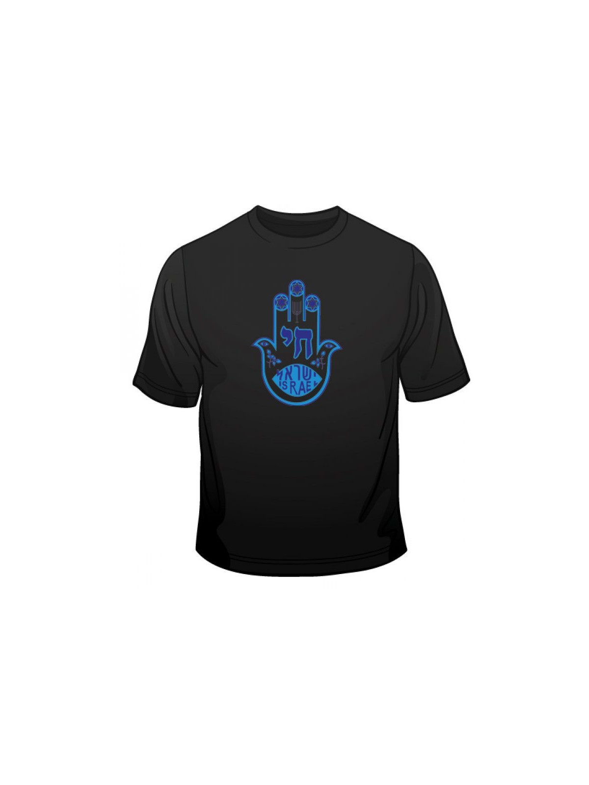 Blue Hamsa Chai Good Luck T Shirt | Jewish T-Shirts