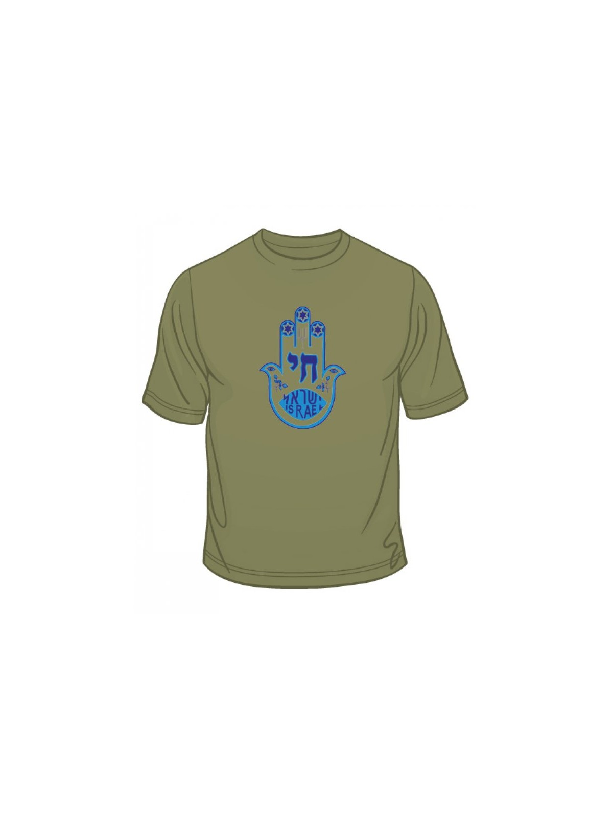 Blue Hamsa Chai Good Luck T Shirt | Jewish T-Shirts