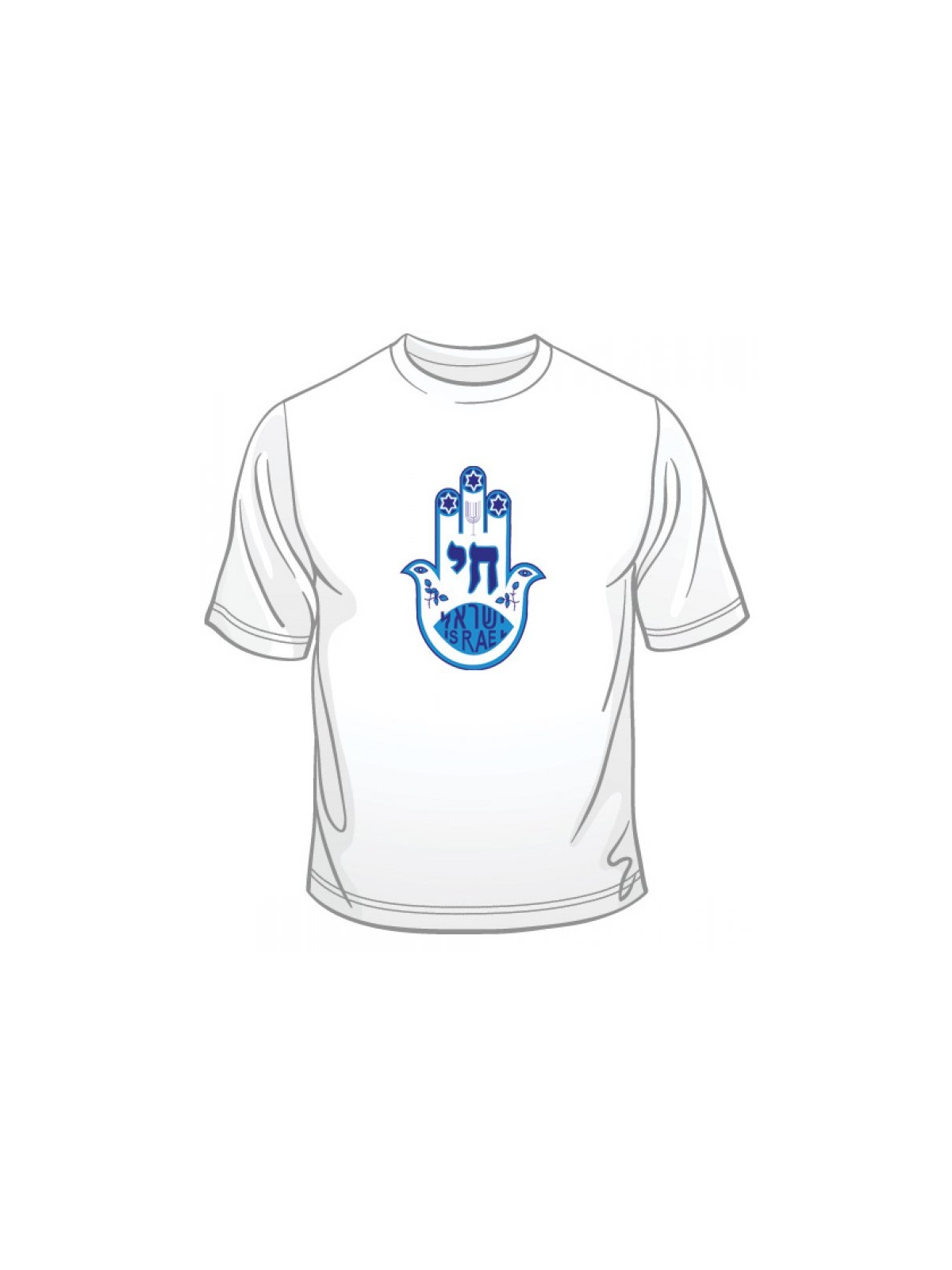 Blue Hamsa Chai Good Luck T Shirt | Jewish T-Shirts