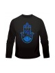 Blue Hamsa Chai Long Sleeve T Shirt | Jewish T-Shirts