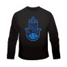 Blue Hamsa Chai Long Sleeve T Shirt | Jewish T-Shirts