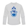 Blue Hamsa Chai Long Sleeve T Shirt | Jewish T-Shirts