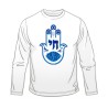 Blue Hamsa Chai Long Sleeve T Shirt | Jewish T-Shirts