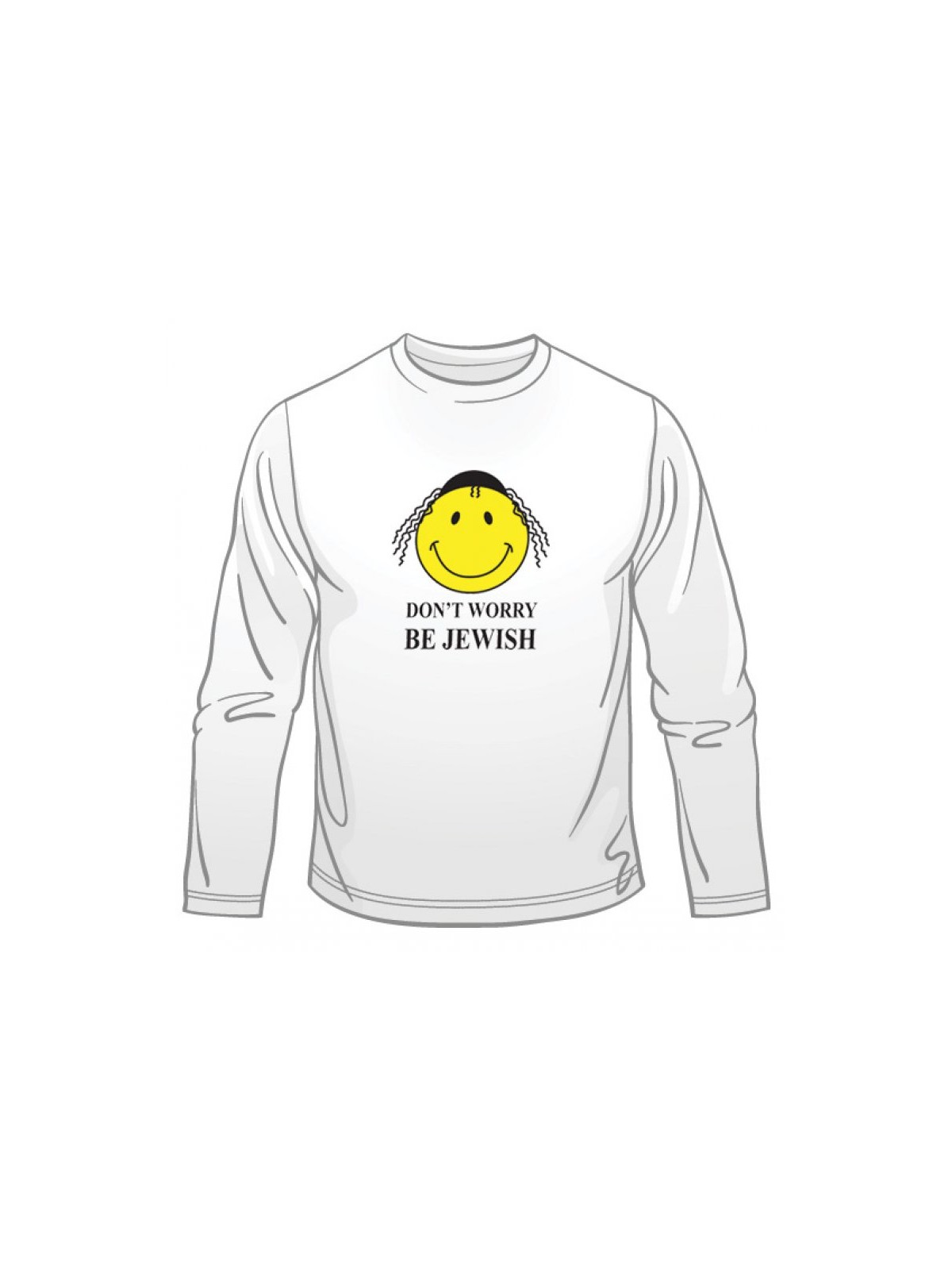 Dont Worry Be Jewish Long Sleeved T Shirt | Jewish T-Shirts