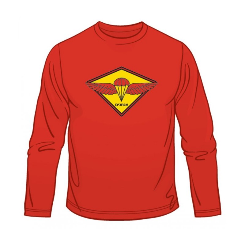 T-shirt à manches longues avec emblème de parachutiste de Tsahal | T-shirts armée israélienne