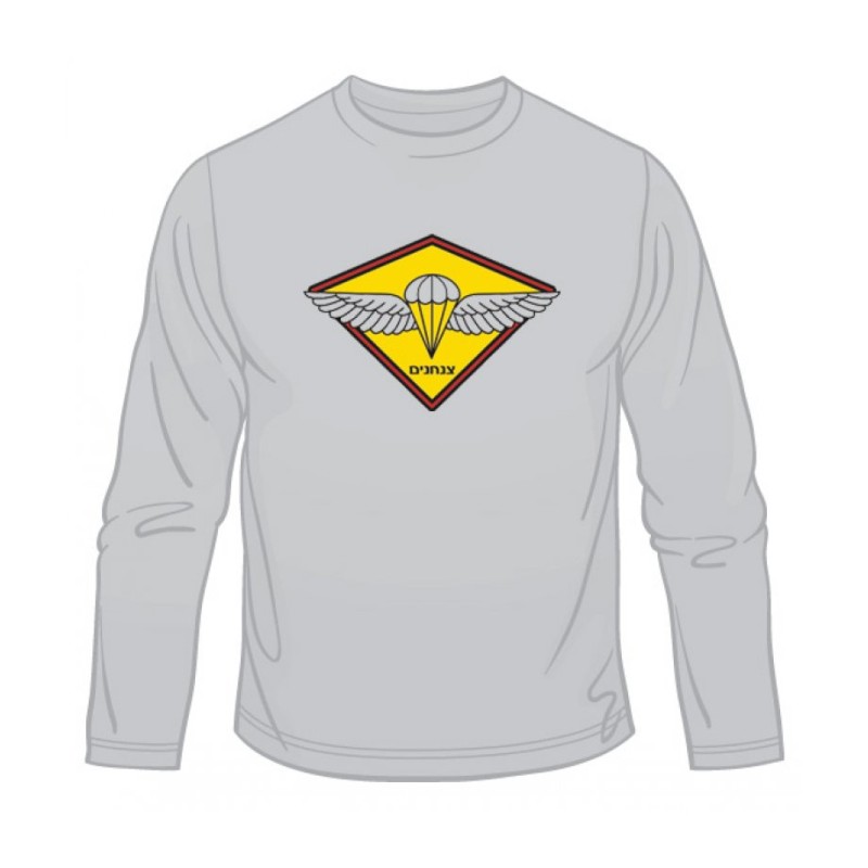 T-shirt à manches longues avec emblème de parachutiste de Tsahal | T-shirts armée israélienne
