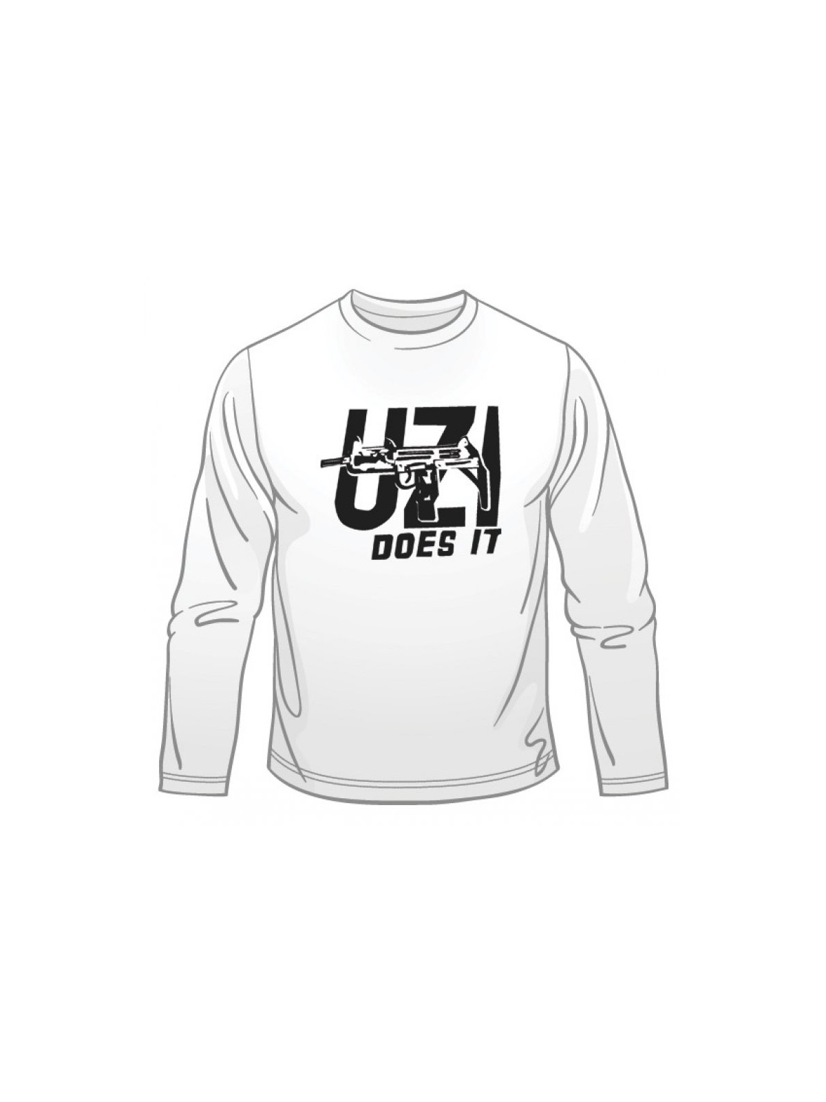 Uzi Does It Long Sleeved T Shirt | Israeli Army T-Shirts