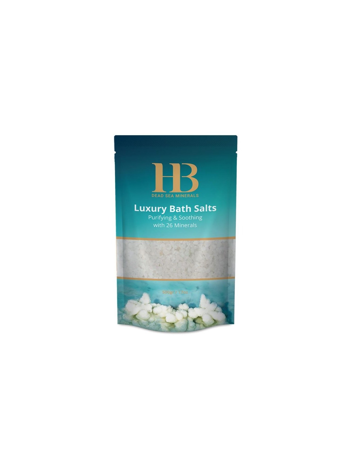 HB Luxury Bath Salts with 26 Dead Sea Minerals White Crystals | Spa