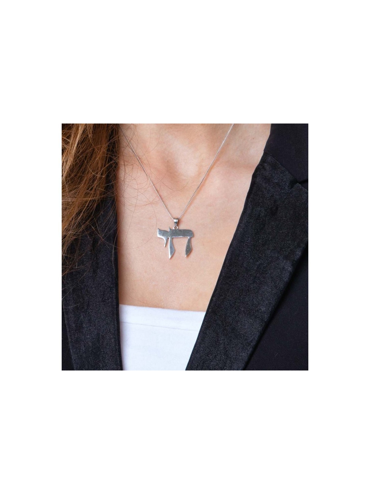 Collier pendentif en argent sterling CHAI | Cadeau juif d'Israël