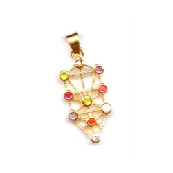 Pendentif arbre de vie rempli d'or avec col... | Cadeau juif d'Israël