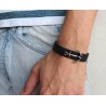 Mens Black Leather Bracelet with Anchor Ele... | *Overstock & Specials