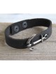 Mens Black Leather Bracelet with Anchor Ele... | *Overstock & Specials