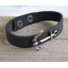 Mens Black Leather Bracelet with Anchor Ele... | *Overstock & Specials