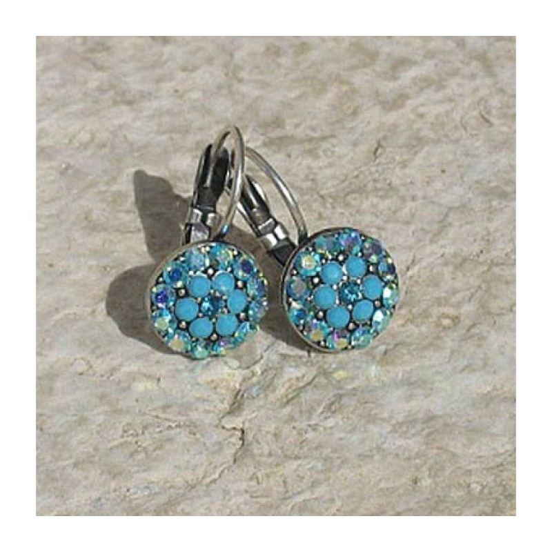 Turquoise Color Flower Earrings by Edita | Earrings by Edita Jewelry