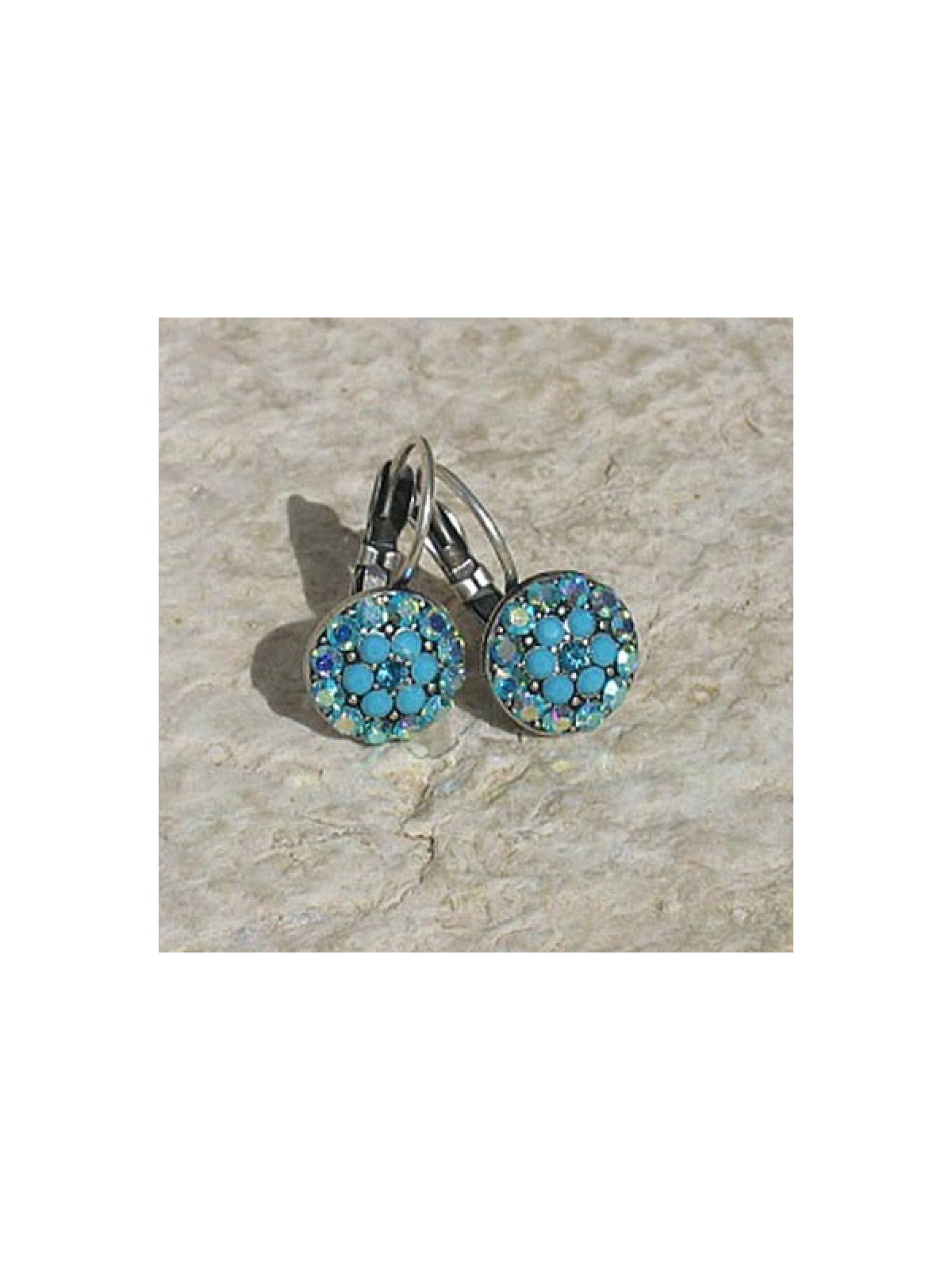 Turquoise Color Flower Earrings by Edita | Earrings by Edita Jewelry