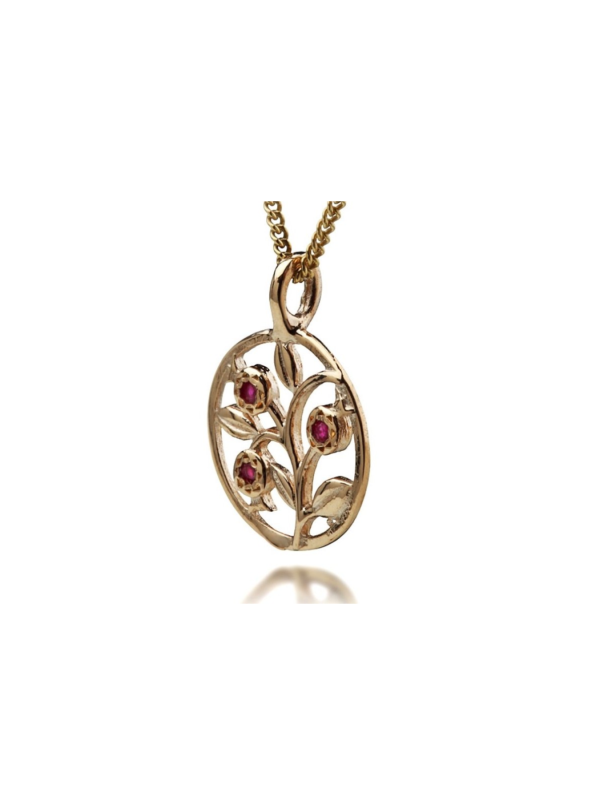 Gold Pomegranate Pendant with Rubies by HaAri ... | Necklaces by HaAri